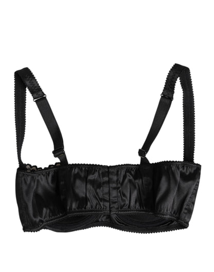 Dolce & Gabbana Black Silk Underwired Balconette Bra Underwear