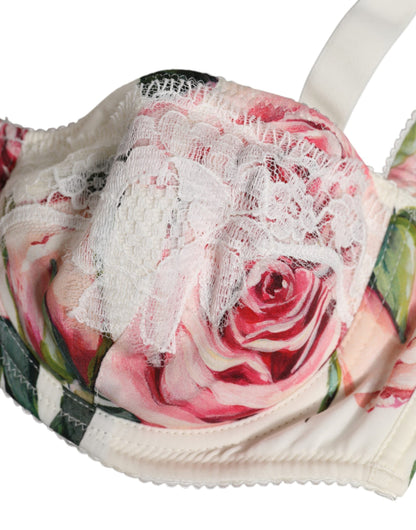 Dolce & Gabbana White Floral Balconette Underwired Bra Underwear