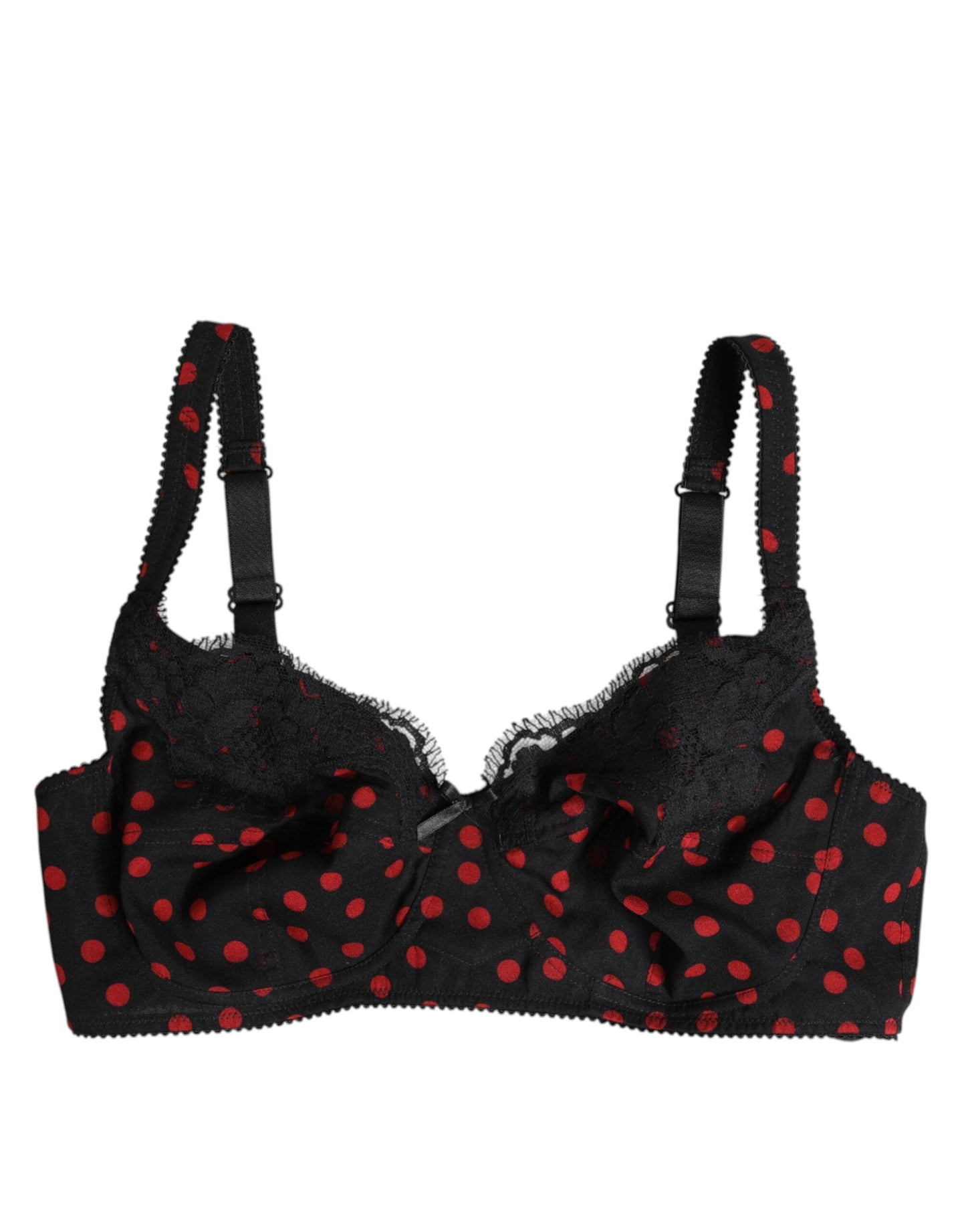 Dolce & Gabbana Black Red Polka Dot Underwired Balconette Underwear