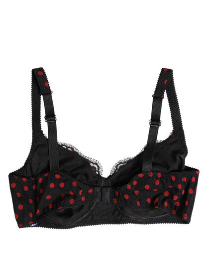 Dolce & Gabbana Black Red Polka Dot Underwired Balconette Underwear
