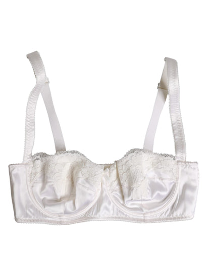 Dolce & Gabbana White Silk Underwired Balconette Bra Underwear