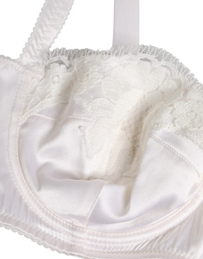 Dolce & Gabbana White Silk Underwired Balconette Bra Underwear