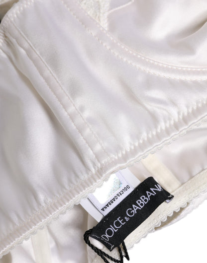 Dolce & Gabbana White Silk Underwired Balconette Bra Underwear