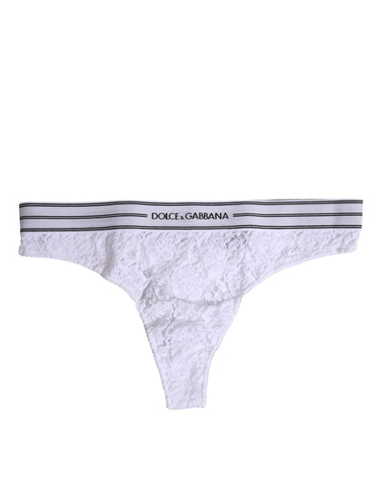 Dolce & Gabbana White Nylon Floral Lace Bottom Panty Underwear