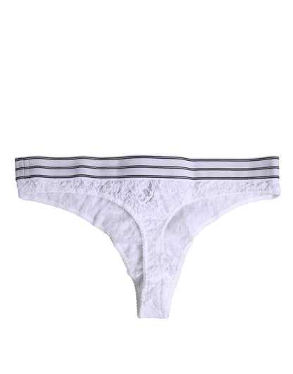 Dolce & Gabbana White Nylon Floral Lace Bottom Panty Underwear