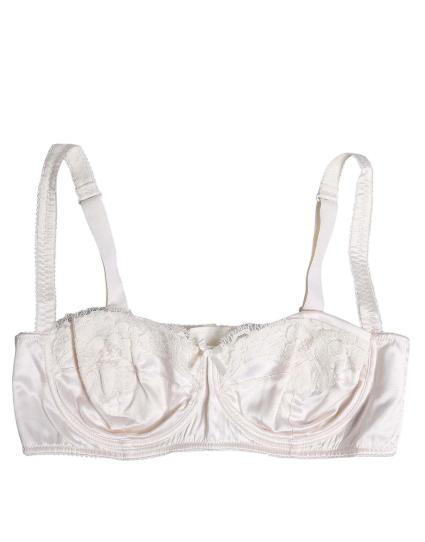 Dolce & Gabbana White Silk Underwired Balconette Bra Underwear