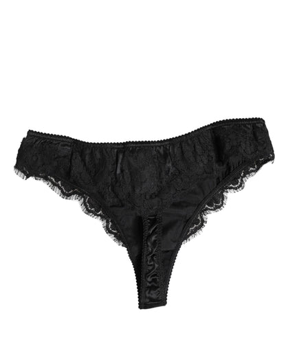 Dolce & Gabbana Black Silk Lace Stretch Bikini Panty Underwear