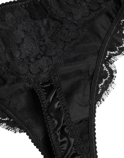 Dolce & Gabbana Black Silk Lace Stretch Bikini Panty Underwear