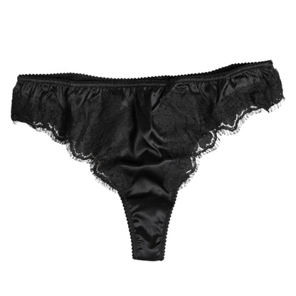 Dolce & Gabbana Black Silk Lace Stretch Bikini Panty Underwear