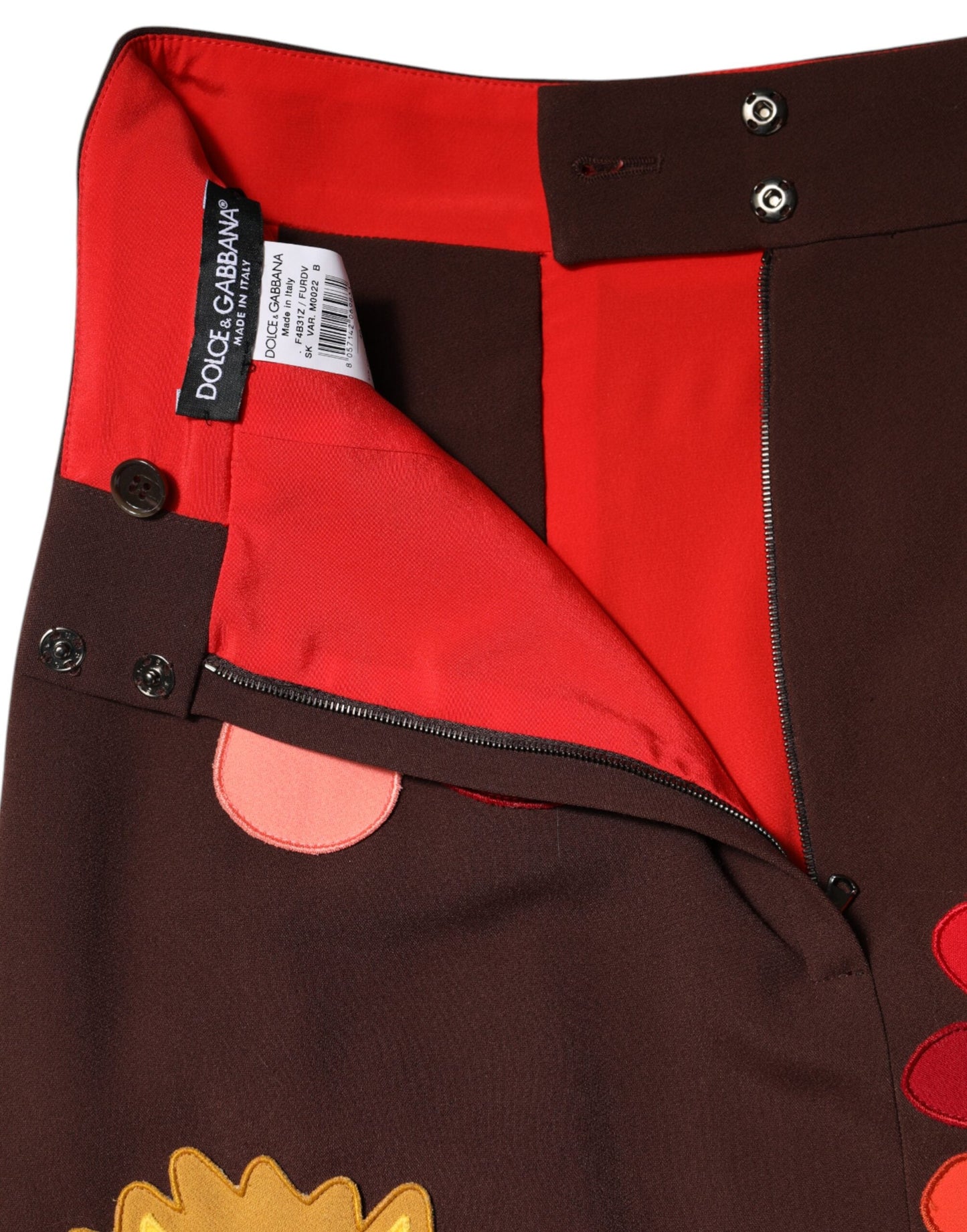 Dolce & Gabbana Brown Floral High Waist Side Slit Skirt