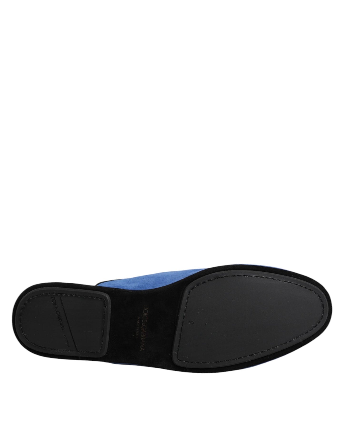 Dolce & Gabbana Blue Suede Capra Slides Flat Slipper Shoes