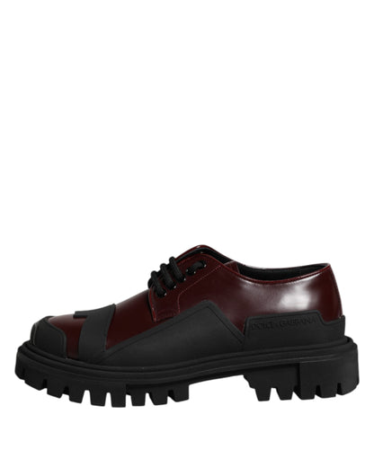 Dolce & Gabbana Red Leather Lace Up Trekking Dress Shoes