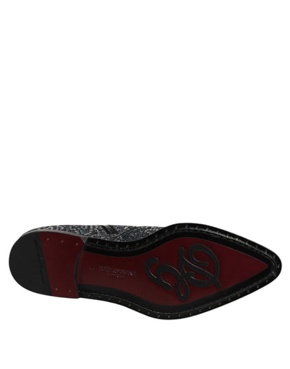 Dolce & Gabbana Dark Gray Cotton Sequined Chelsea Boots Shoes