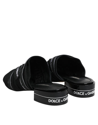 Dolce & Gabbana Black Slides Slip On Sandals Shoes