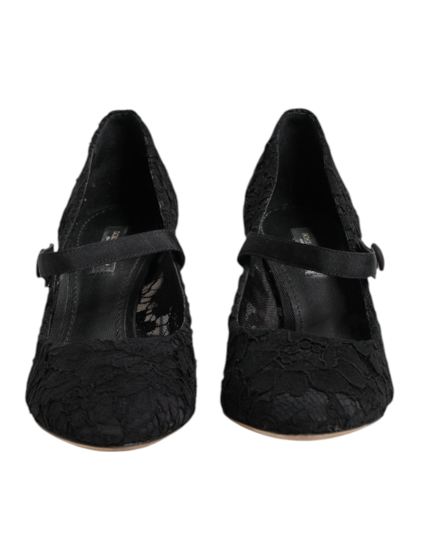 Dolce & Gabbana Black Mary Jane Taormina Lace Pumps Shoes