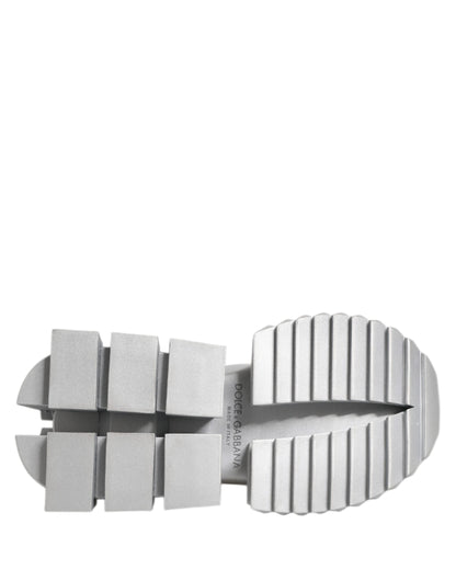 Dolce & Gabbana Silver Leather Super Queen Sneakers Shoes