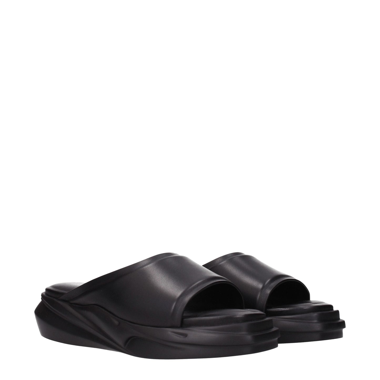 Alyx Black Leather Slippers Sandals