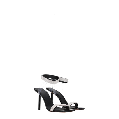 Amina Muaddi Black Crystals Stiletto Heels Sandals
