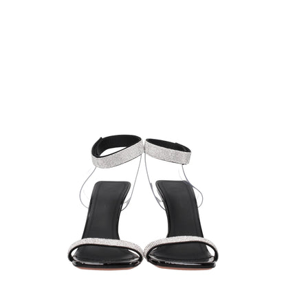 Amina Muaddi Black Crystals Stiletto Heels Sandals