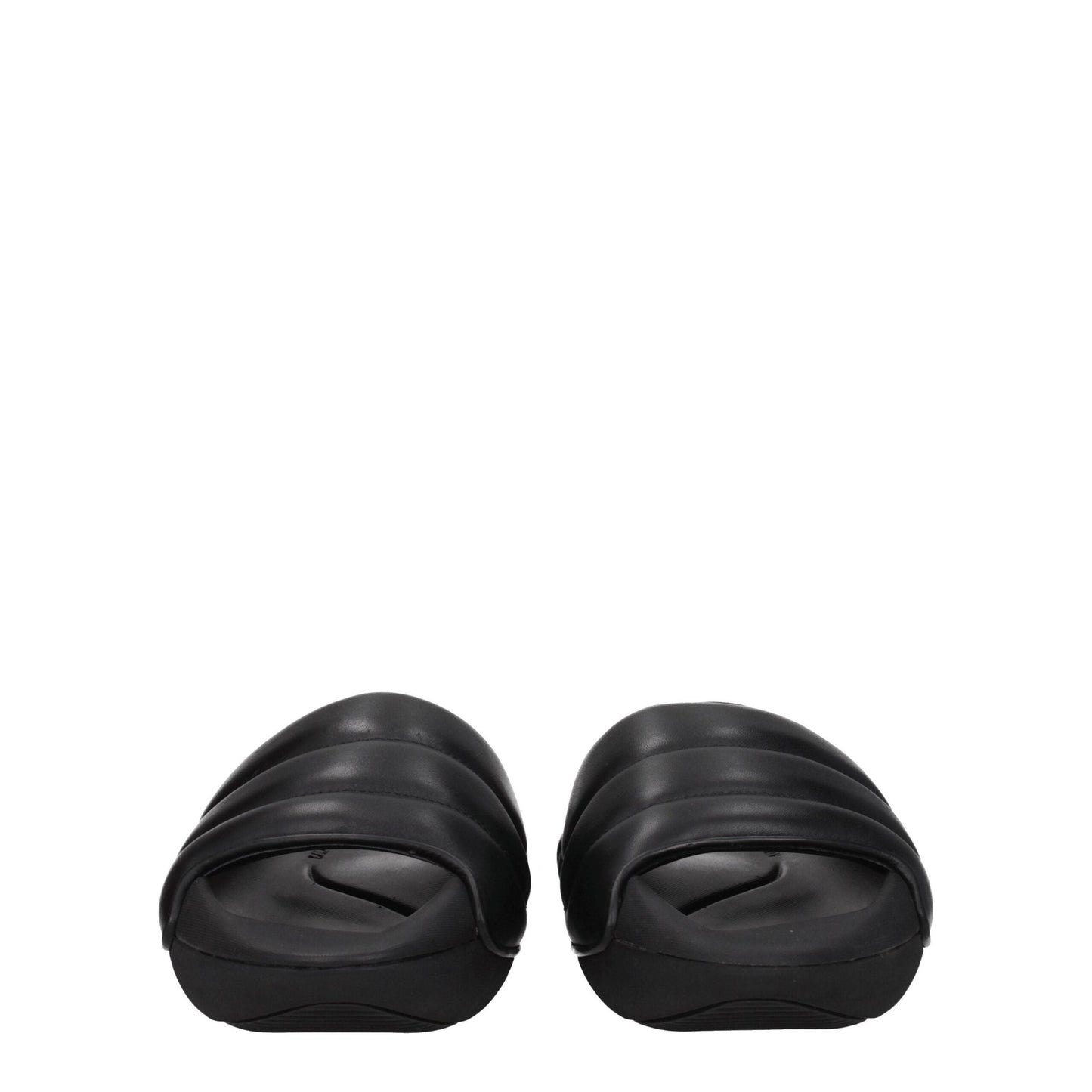 Balmain Black Leather Slippers Sandals