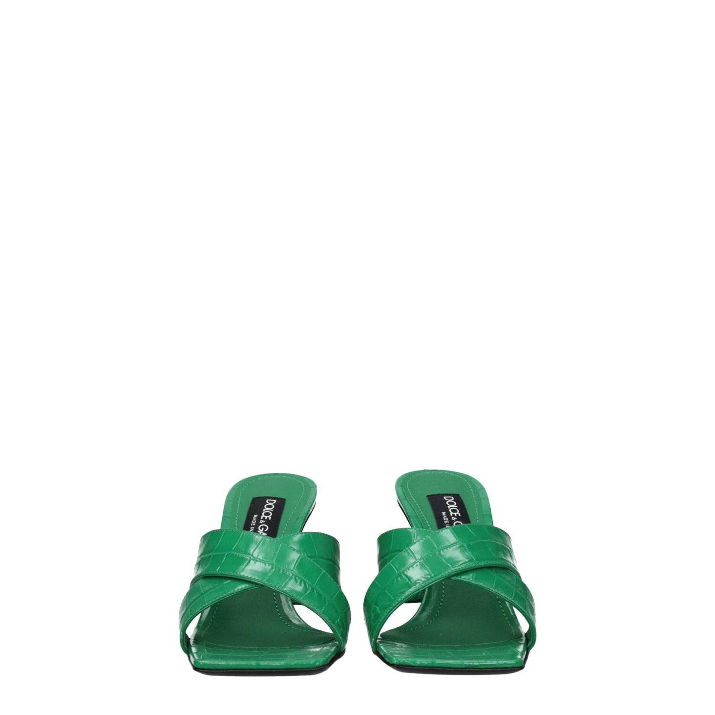 Dolce & Gabbana Green Leather Flat Sandals
