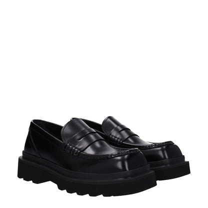 Dolce & Gabbana Black Leather Slip-On Loafers