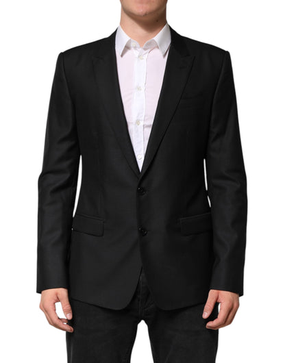 Dolce & Gabbana Black Wool Single Breasted Jacket Blazer