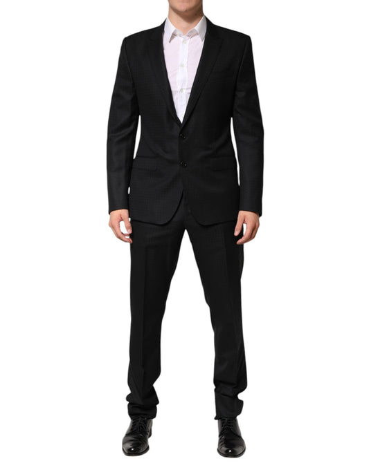 Dolce & Gabbana Black Jacquard Single Breasted 2 Piece Suit