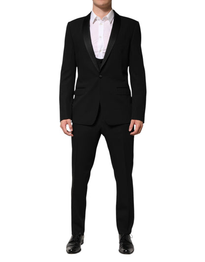 Dolce & Gabbana Black Wool 3 Piece Single Breasted Suit