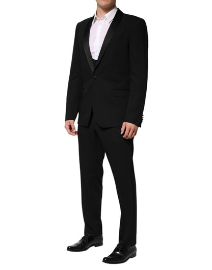 Dolce & Gabbana Black Wool 3 Piece Single Breasted Suit