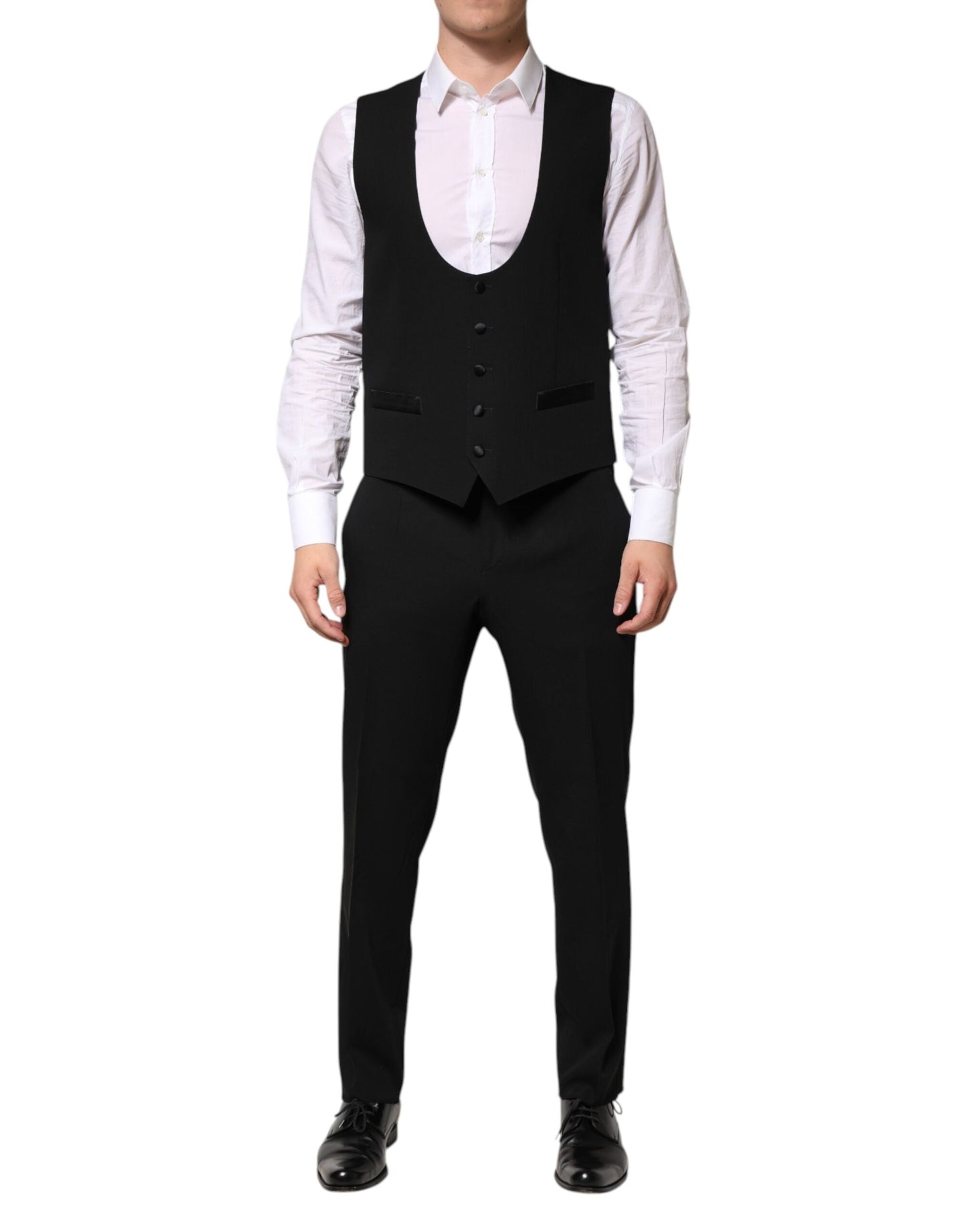 Dolce & Gabbana Black Wool 3 Piece Single Breasted Suit