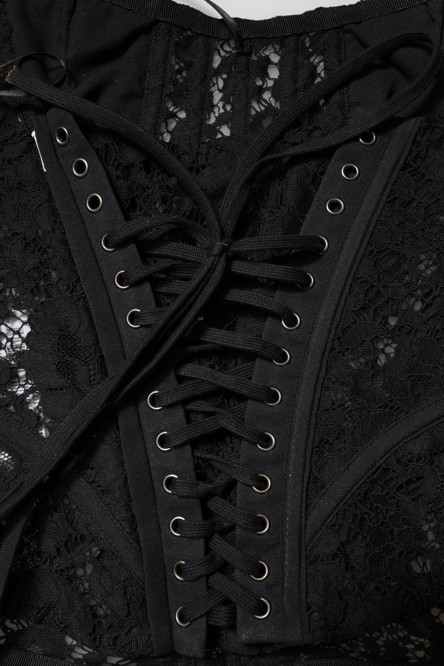 Dolce & Gabbana Black Strapless Floral Lace Bustier Cropped Top