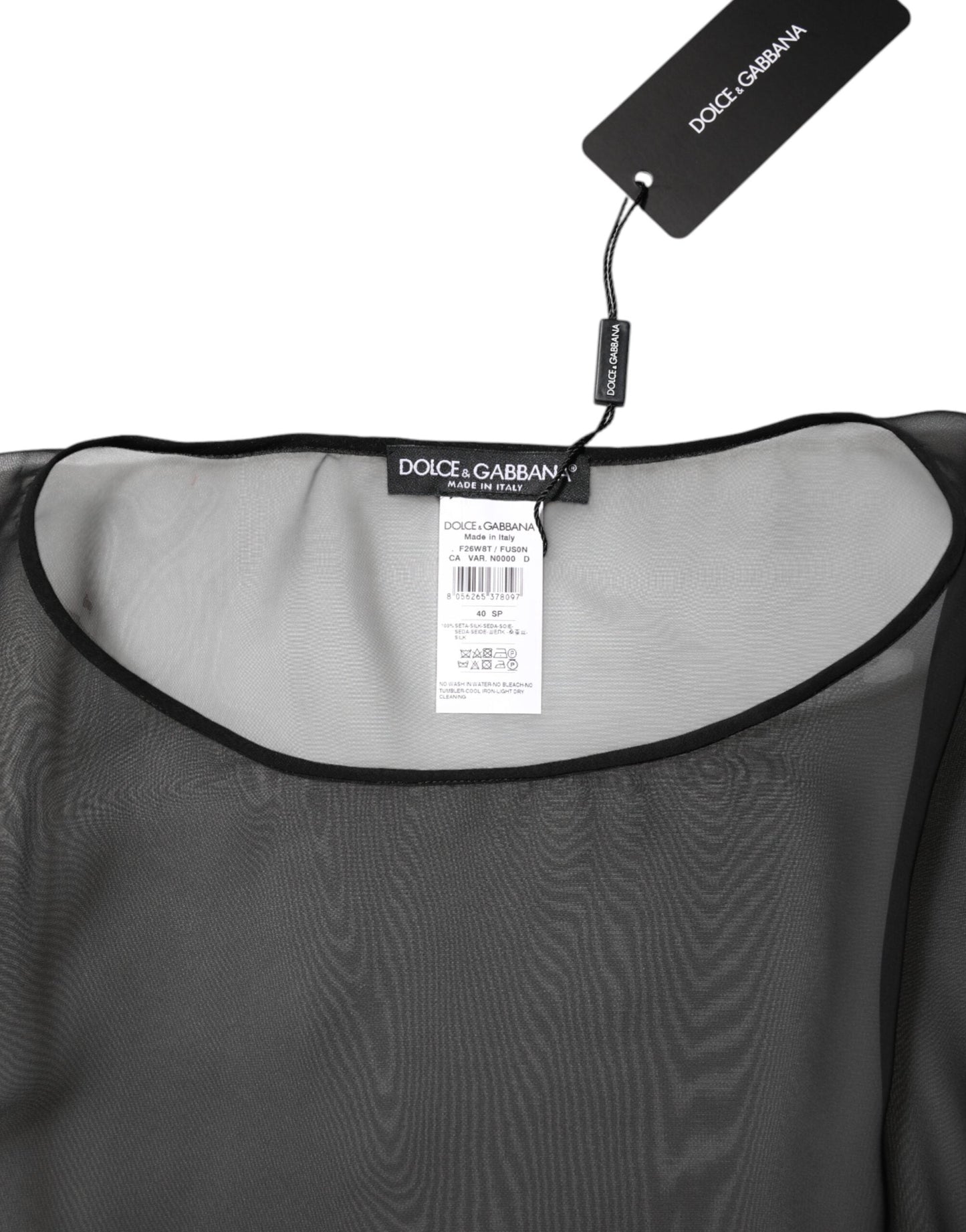 Dolce & Gabbana Black See Through Silk Chiffon Lace Blouse Top