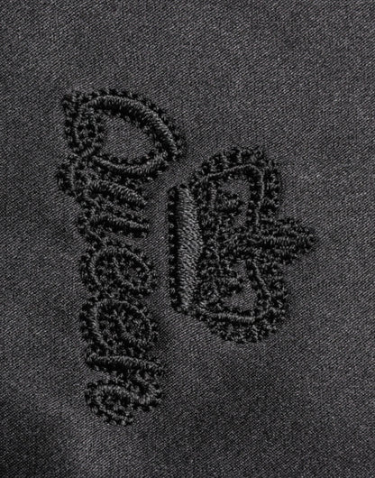 Dolce & Gabbana Black Silk Ascot Collared Button Blouse Top