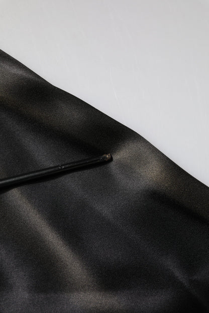 Dolce & Gabbana Black Silk Ascot Collared Button Blouse Top