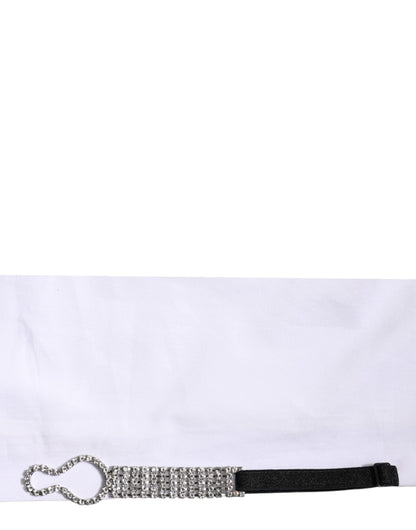 Dolce & Gabbana White Crystal Embellished Collared Shirt Top