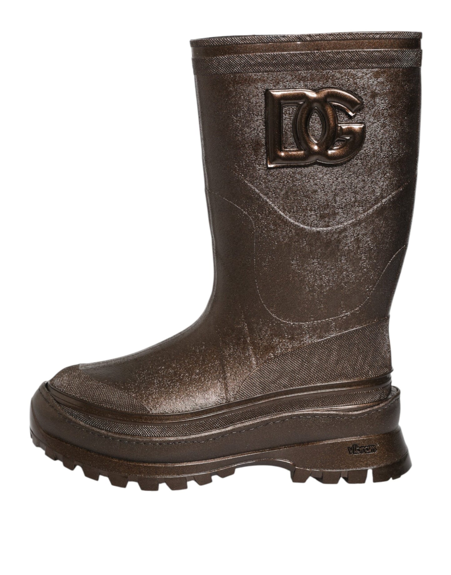 Dolce & Gabbana Metallic Brown Pull On Rain Boots Shoes
