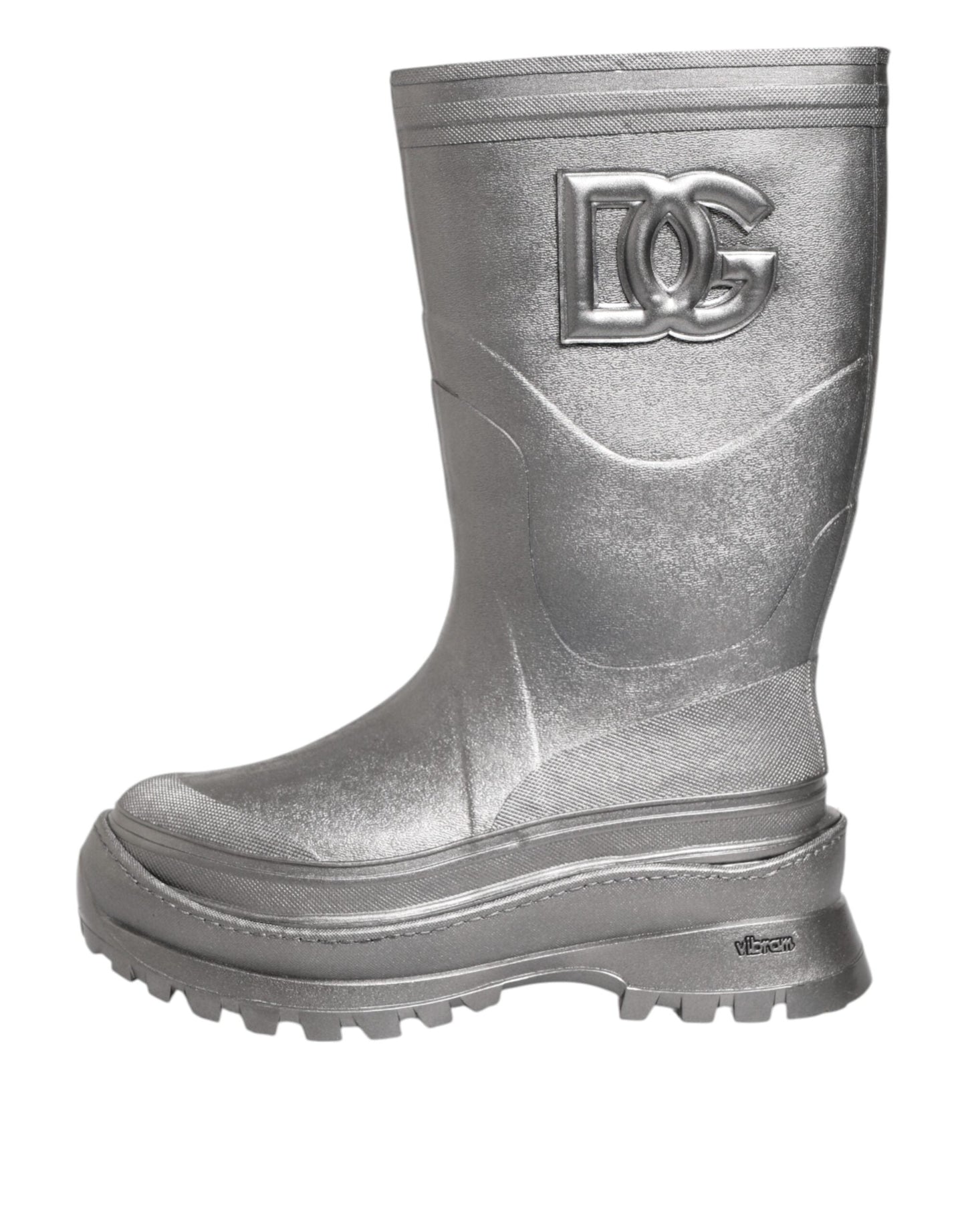 Dolce & Gabbana Metallic Silver Pull On Rain Boots Shoes