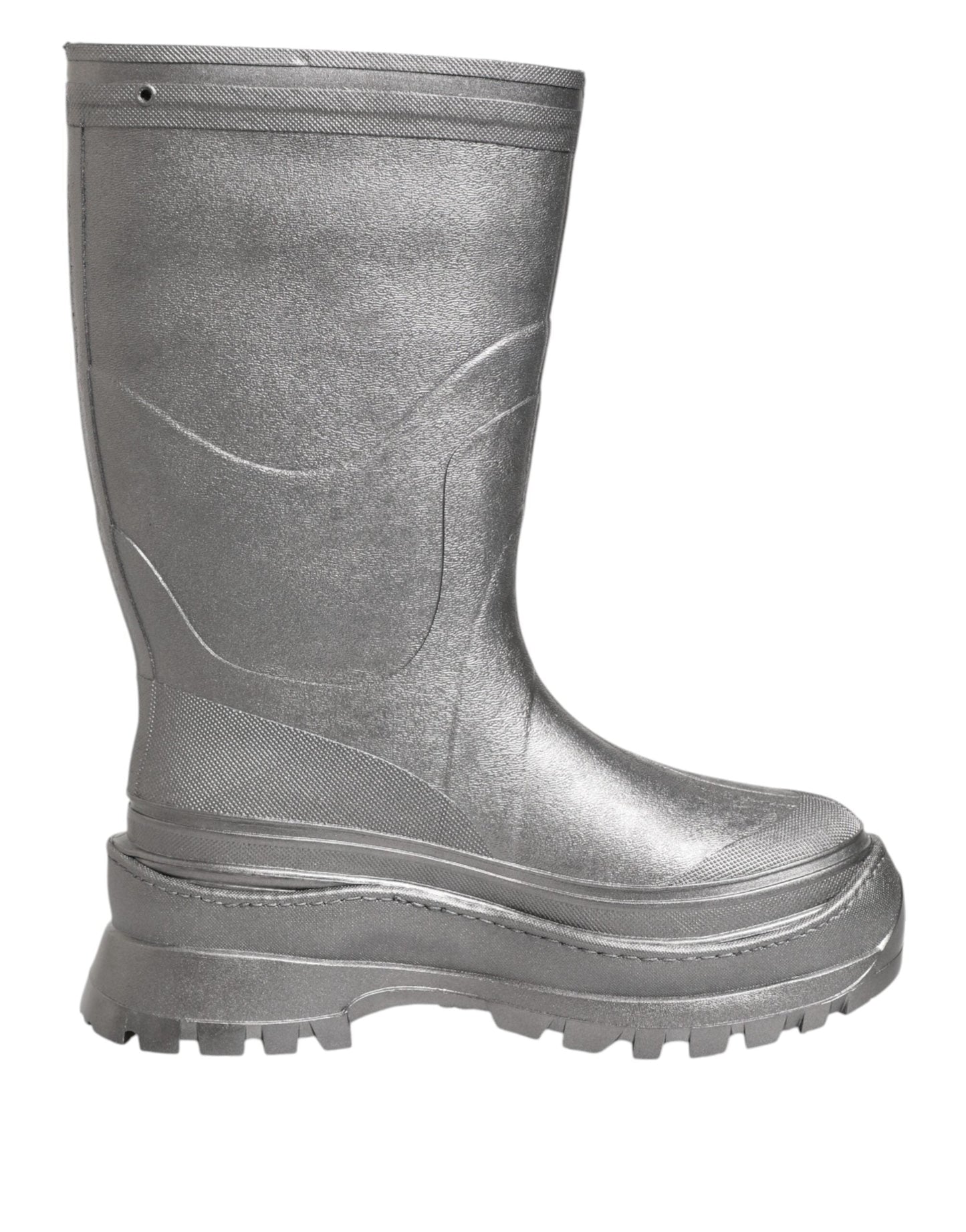 Dolce & Gabbana Metallic Silver Pull On Rain Boots Shoes