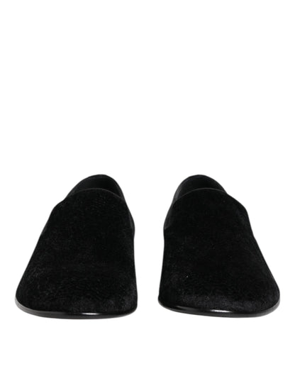 Dolce & Gabbana Black Jacquard Loafers Formal Men Dress Shoes