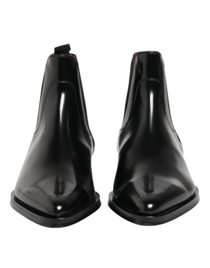 Dolce & Gabbana Black Leather MILLENIALS Mid Calf Boots Shoes