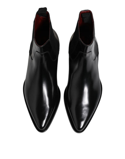 Dolce & Gabbana Black Leather MILLENIALS Mid Calf Boots Shoes