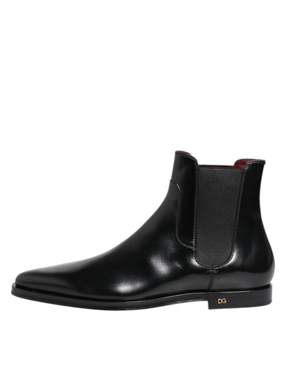 Dolce & Gabbana Black Leather MILLENIALS Mid Calf Boots Shoes