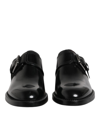Dolce & Gabbana Black Leather Monk Strap Derby Formal Shoes