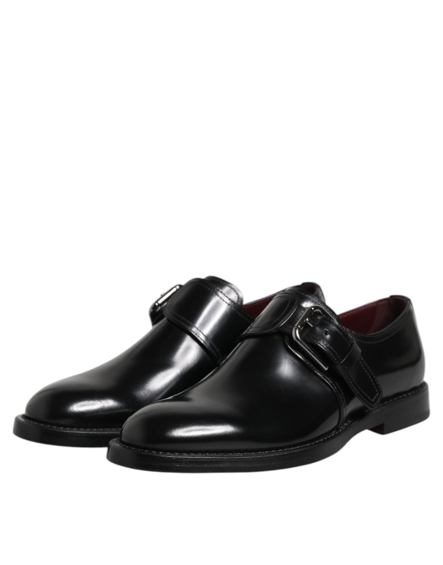 Dolce & Gabbana Black Leather Monk Strap Derby Formal Shoes