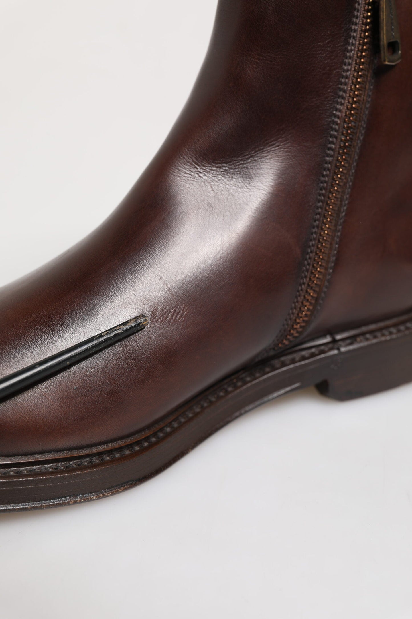 Dolce & Gabbana Brown Chelsea Leather Mid Calf Boots Shoes