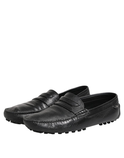 Dolce & Gabbana Black Leather Slip On Mocassin Loafer Shoes