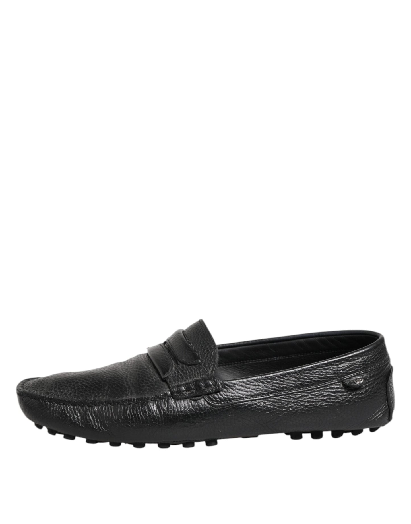 Dolce & Gabbana Black Leather Slip On Mocassin Loafer Shoes