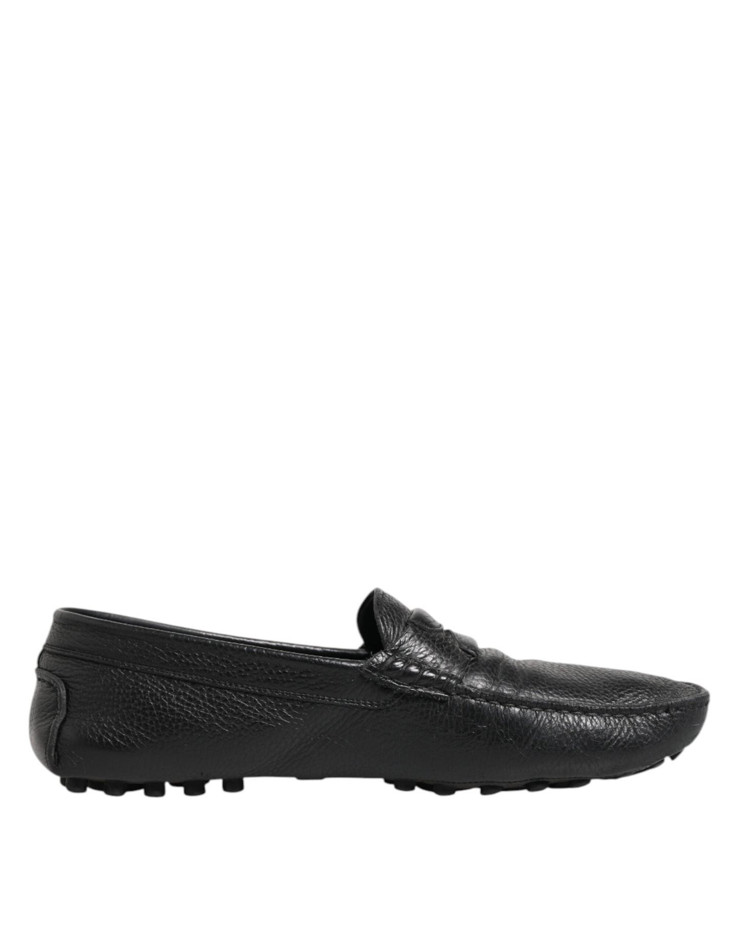 Dolce & Gabbana Black Leather Slip On Mocassin Loafer Shoes