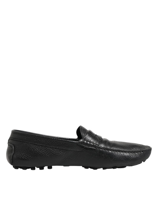 Dolce & Gabbana Black Leather Slip On Mocassin Loafer Shoes